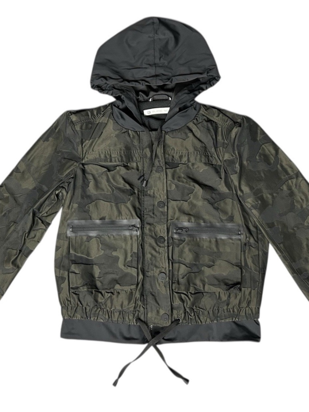 blanc noir Women’s Green Black Camo Skyfall Aviator Hooded Jacket Sz XS nwot